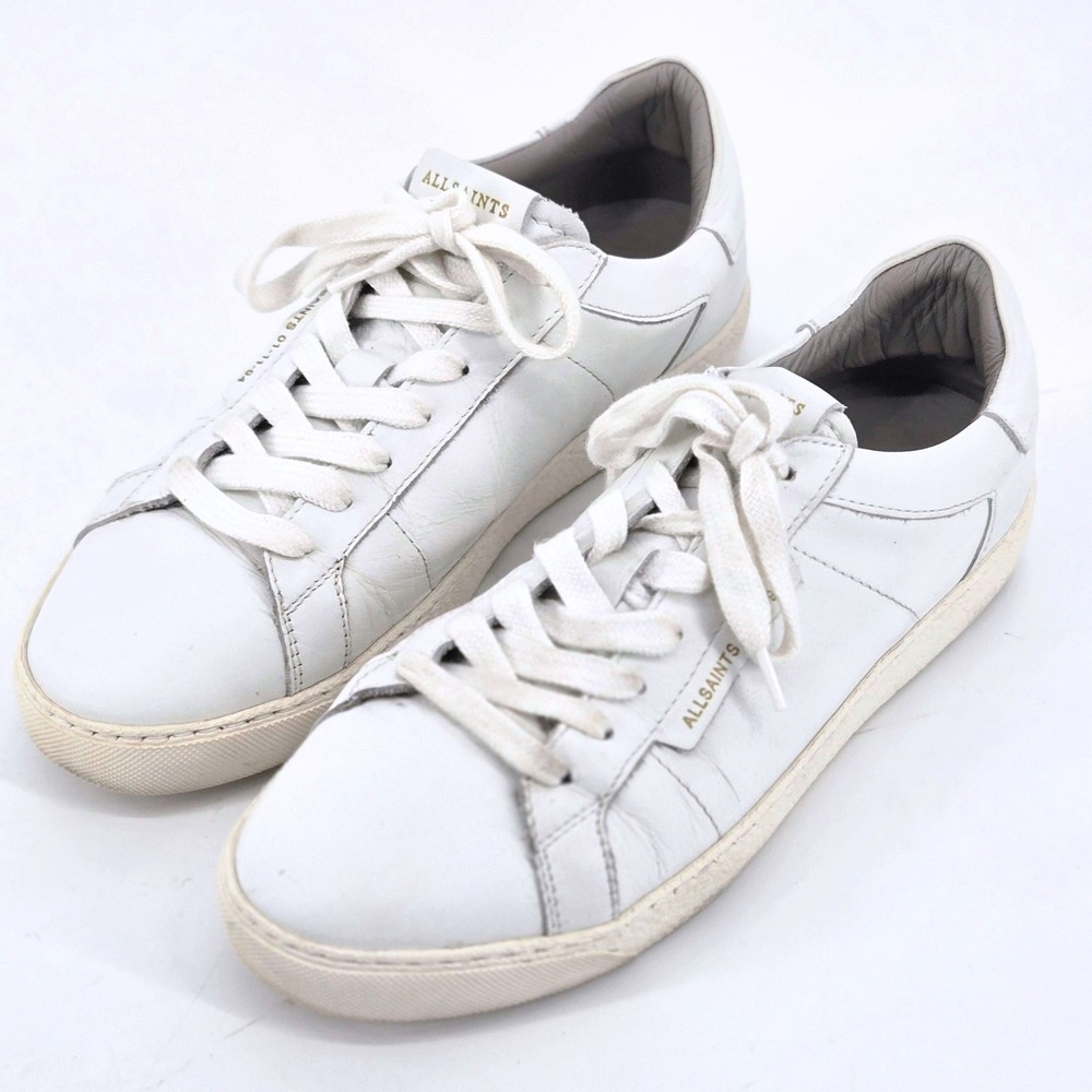 ALLSAINTS Sheer Off White Smooth Leather Court Low Top Retro Sneakers 40 US 10